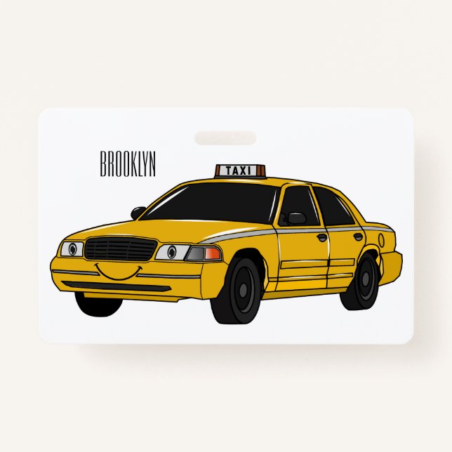Taxi cartoon illustration badge (Front)