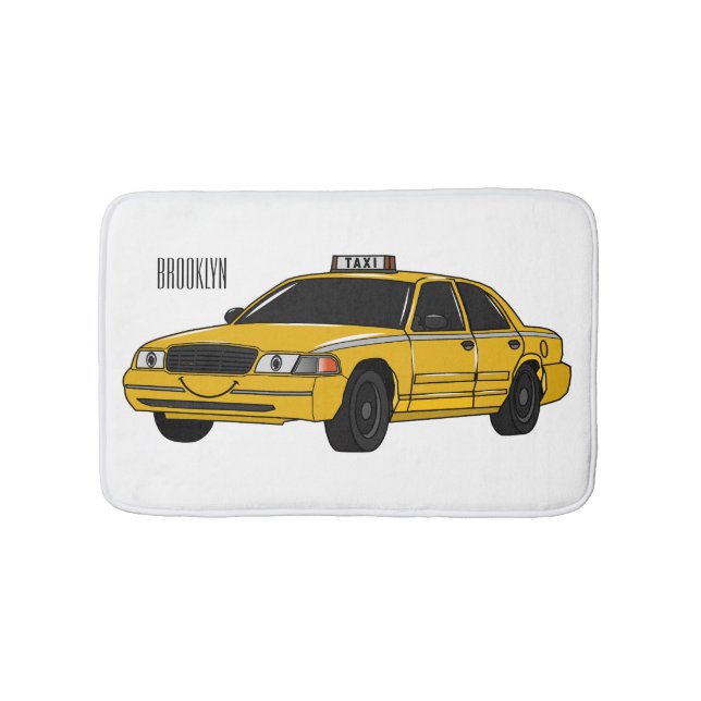 Taxi cartoon illustration bath mat (Front)