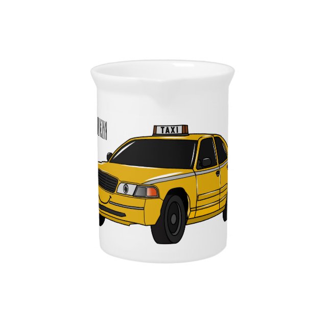 Taxi cartoon illustration beverage pitcher (Front)
