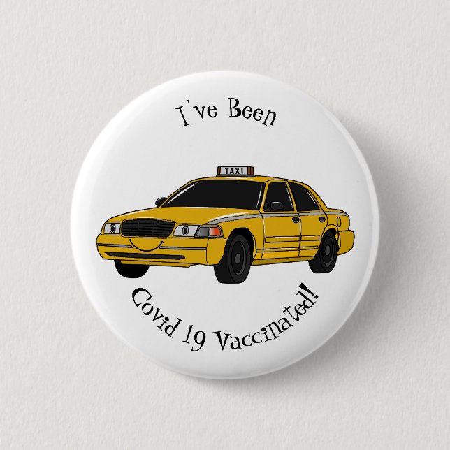 Taxi cartoon illustration button (Front)