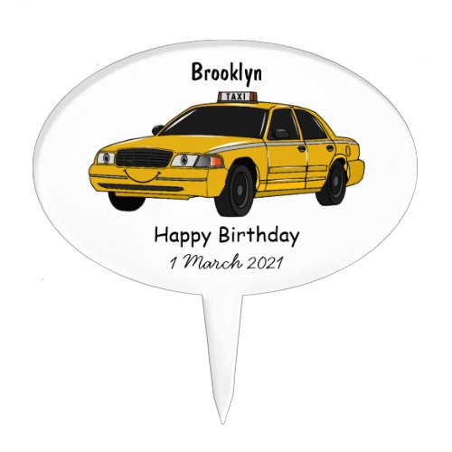 Taxi cartoon illustration cake topper