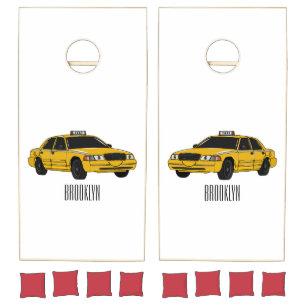 Taxi cartoon illustration cornhole set