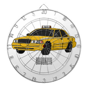 Taxi cartoon illustration dart board