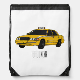 Taxi cartoon illustration drawstring bag