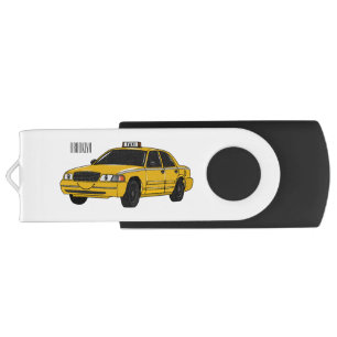 Taxi cartoon illustration flash drive