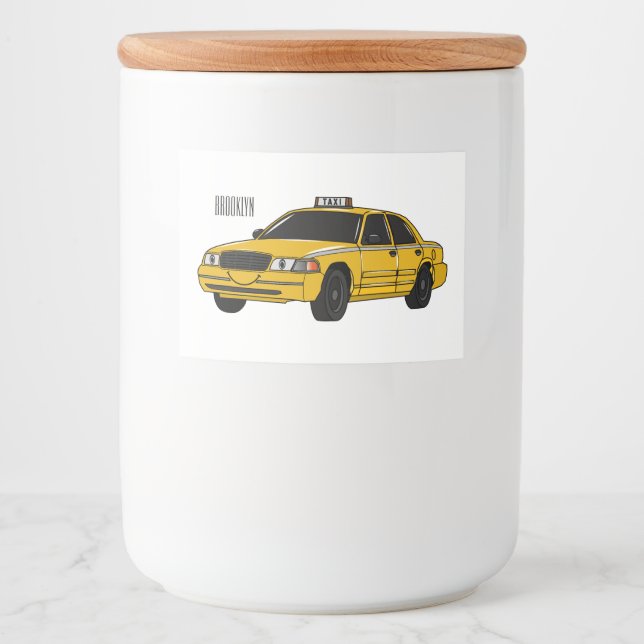 Taxi cartoon illustration food label (Front)