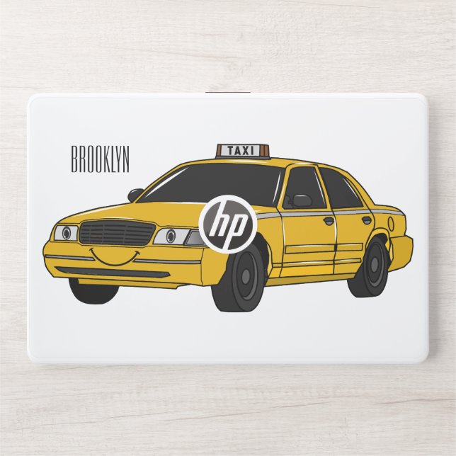 Taxi cartoon illustration HP laptop skin (Front)