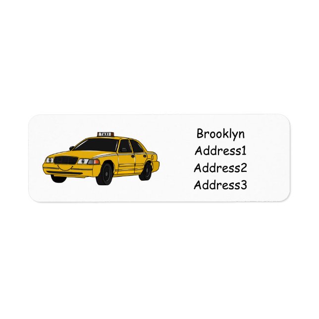 Taxi cartoon illustration label (Front)