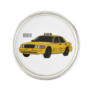 Taxi cartoon illustration lapel pin