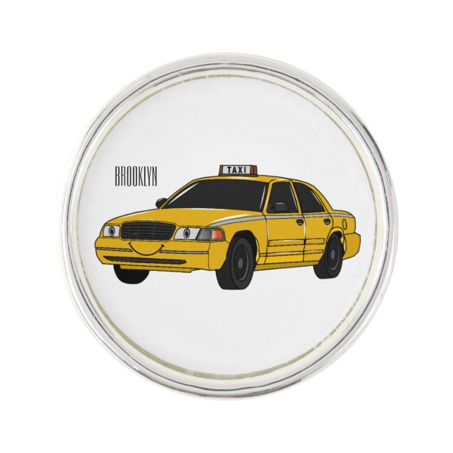 Taxi cartoon illustration lapel pin (Front)
