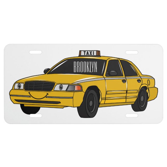 Taxi cartoon illustration license plate (Front)