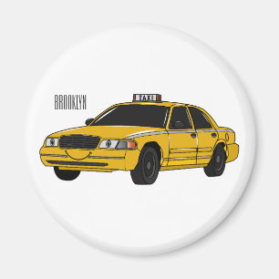 Taxi cartoon illustration magnet