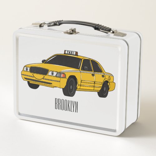 Taxi cartoon illustration metal lunch box