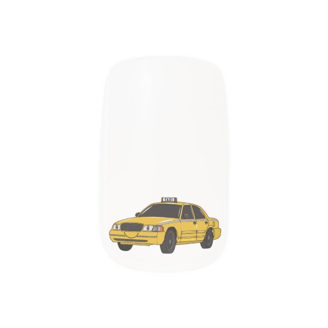 Taxi cartoon illustration minx nail art (Left Thumb)