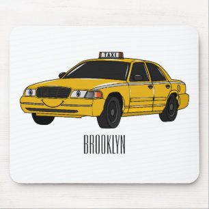 Taxi cartoon illustration mouse pad