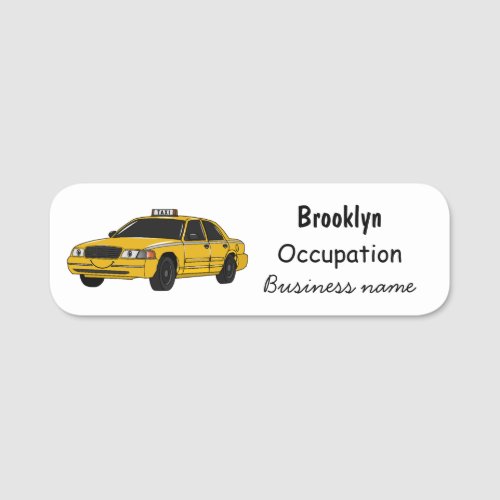 Taxi cartoon illustration name tag