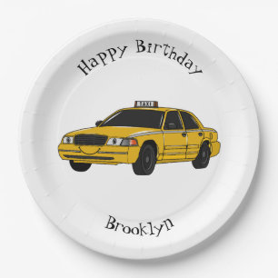 Taxi cartoon illustration paper plates
