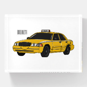 Taxi cartoon illustration paperweight