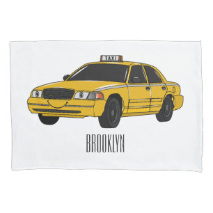 Taxi cartoon illustration pillow case