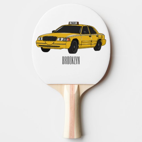 Taxi cartoon illustration ping pong paddle