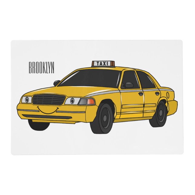 Taxi cartoon illustration placemat (Front)