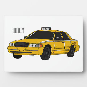 Taxi cartoon illustration plaque