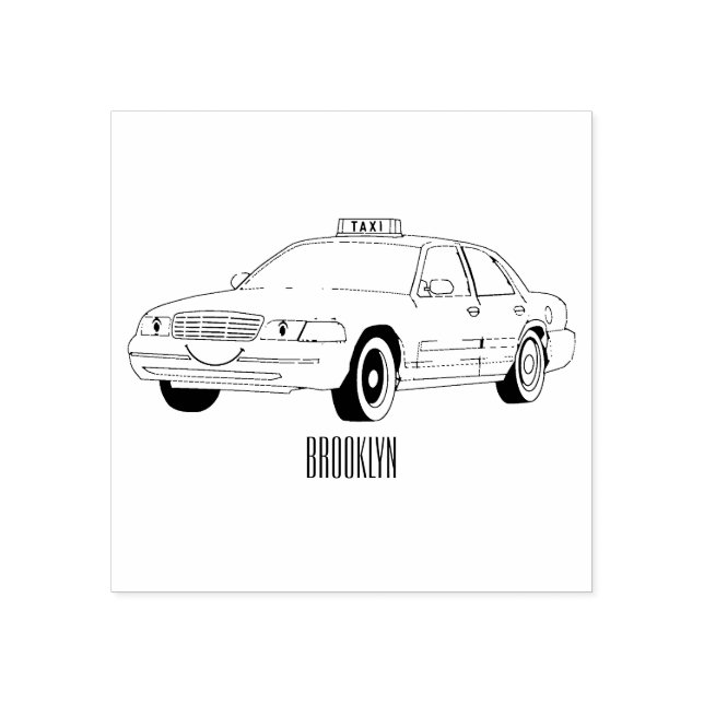 Taxi cartoon illustration rubber stamp (Imprint)
