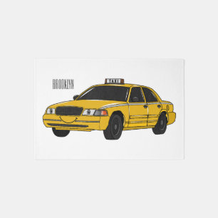 Taxi cartoon illustration rug