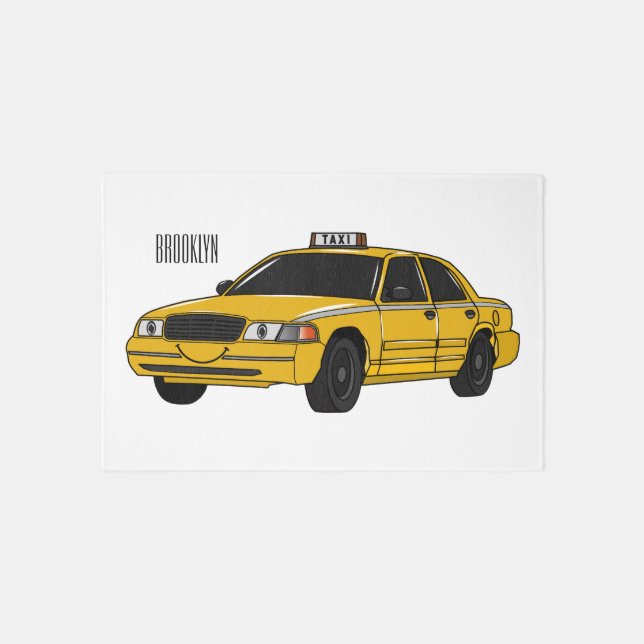 Taxi cartoon illustration rug (Front)
