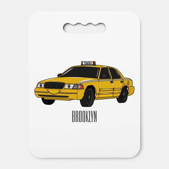 Taxi cartoon illustration seat cushion (Front Vertical)