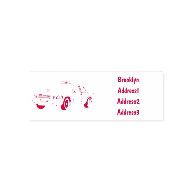 Taxi cartoon illustration self-inking stamp (Design)