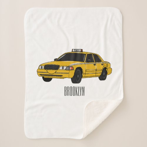 Taxi cartoon illustration sherpa blanket