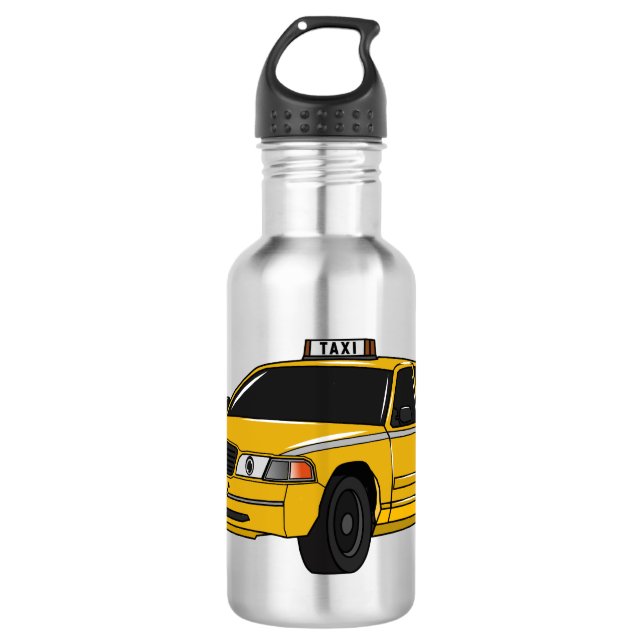 Taxi cartoon illustration stainless steel water bottle (Front)