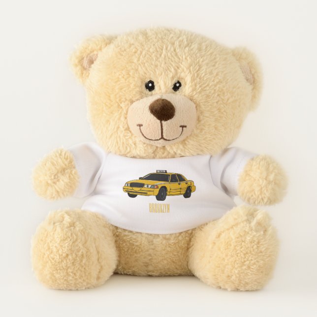 Taxi cartoon illustration teddy bear (Front)