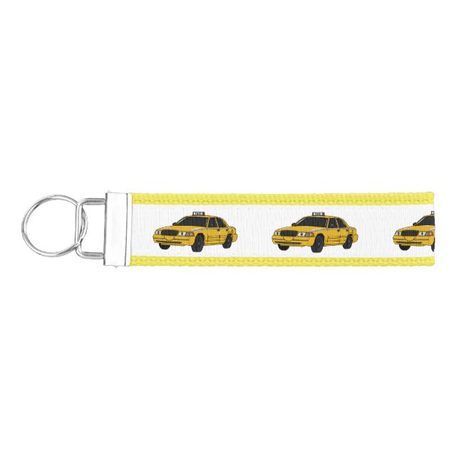 Taxi cartoon illustration wrist keychain (Keys on Left)