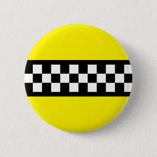 Taxi Check Stripe Pattern Button