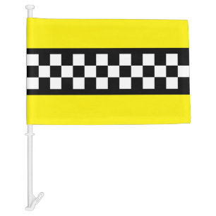 Taxi Check Stripe Pattern Car Flag