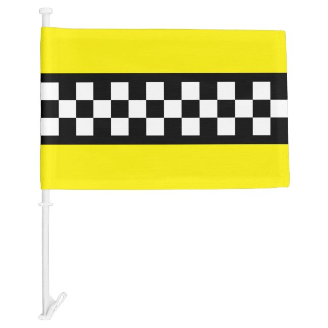 Taxi Check Stripe Pattern Car Flag (Front)