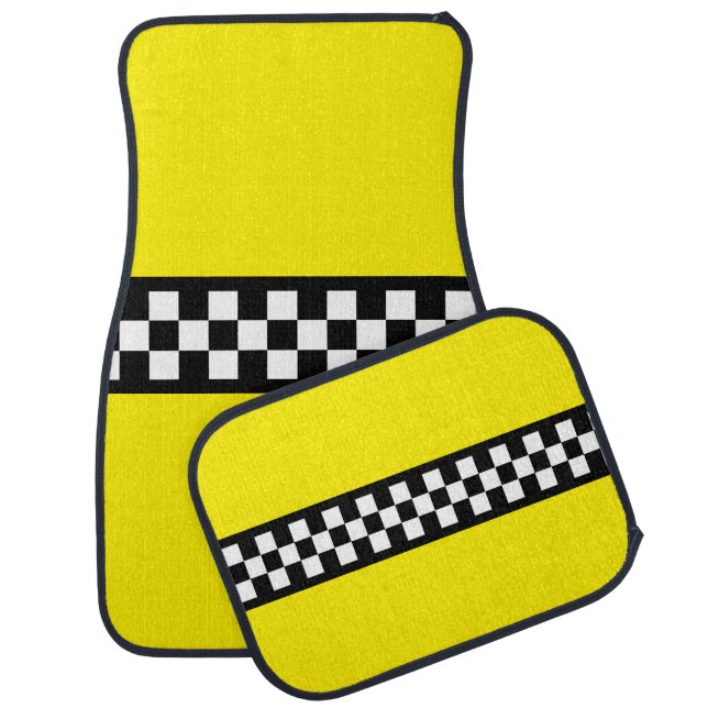 Taxi Check Stripe Pattern Car Floor Mat (Set)