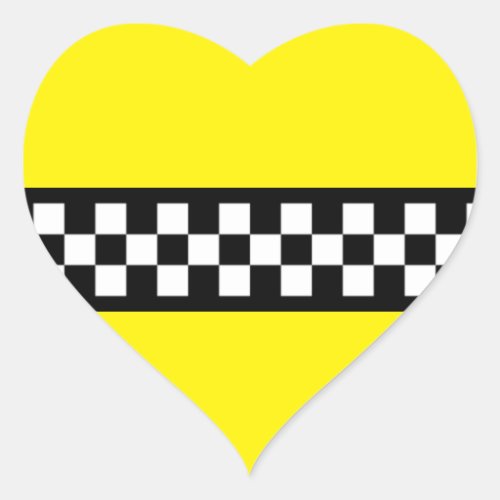 Taxi Check Stripe Pattern Heart Sticker