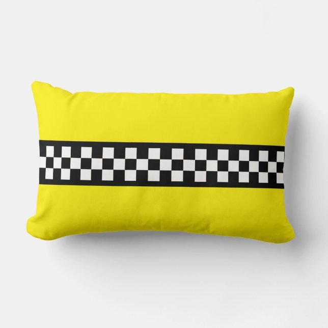Taxi Check Stripe Pattern Lumbar Pillow (Front)