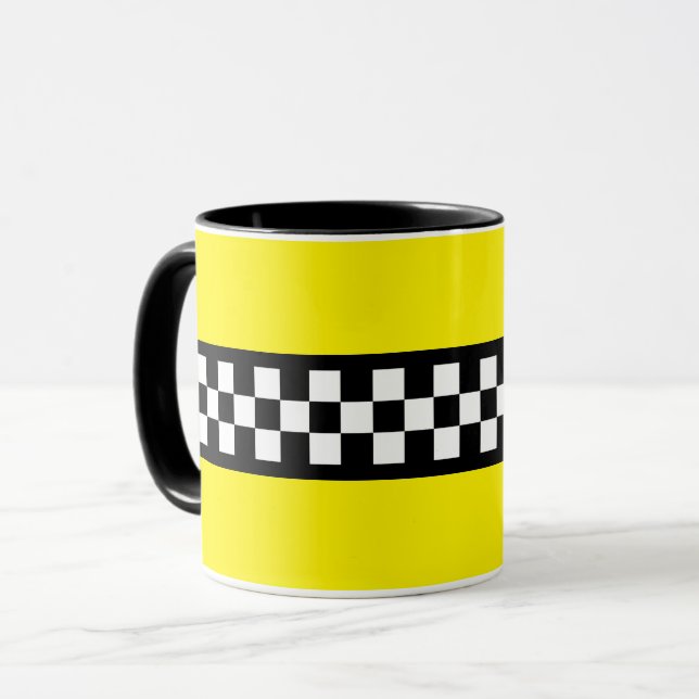 Taxi Check Stripe Pattern Mug (Front Left)
