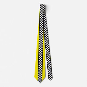 Taxi Check Stripe Pattern Neck Tie