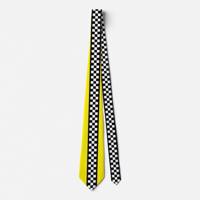 Taxi Check Stripe Pattern Neck Tie (Front)