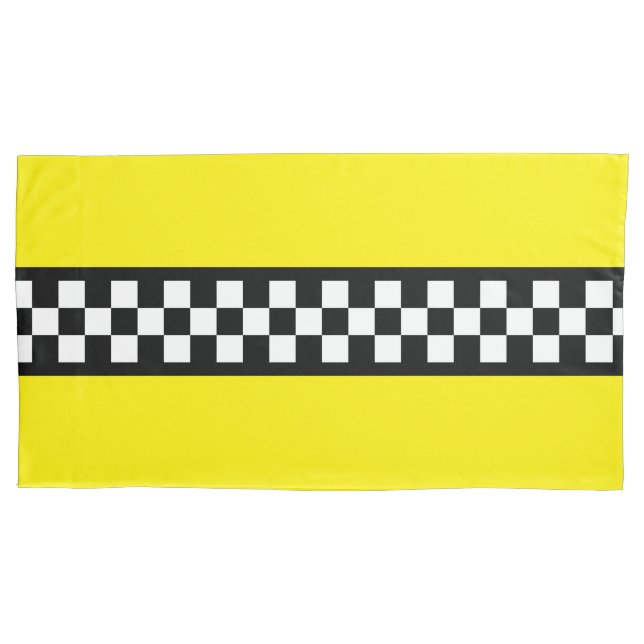 Taxi Check Stripe Pattern Pillow Case (Front-Left)