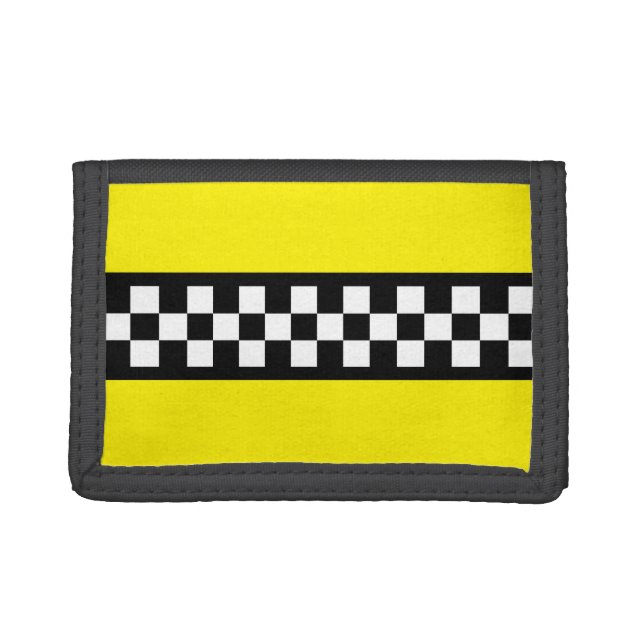 Taxi Check Stripe Pattern Tri-fold Wallet (Front)