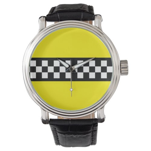 Taxi Check Stripe Pattern Watch