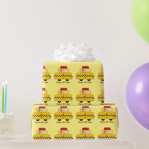 Taxi Design Birthday Wrapping Paper
