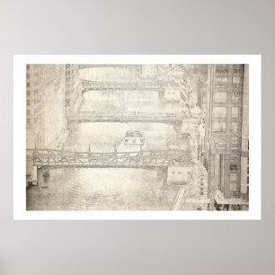 Taxi Down The Chicago River Poster