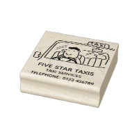 Taxi Driver Behind the Wheel Rubber Stamp